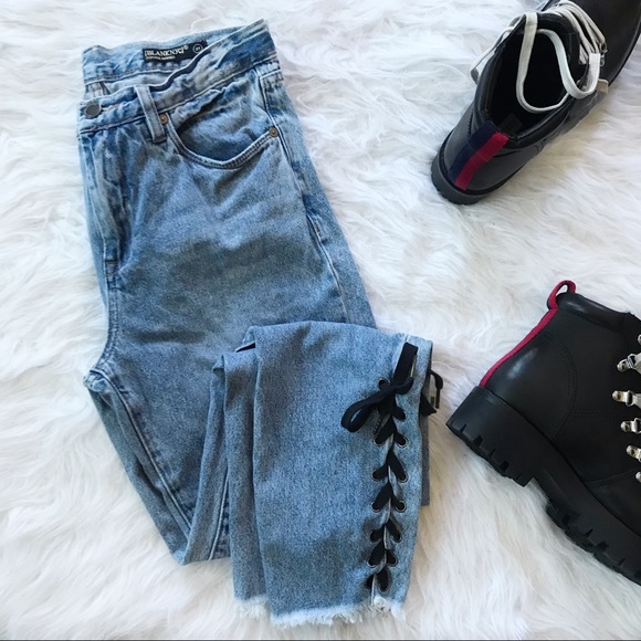 Blank NYC Denim - Blank NYC High Rise Tapered Lace Up Jeans